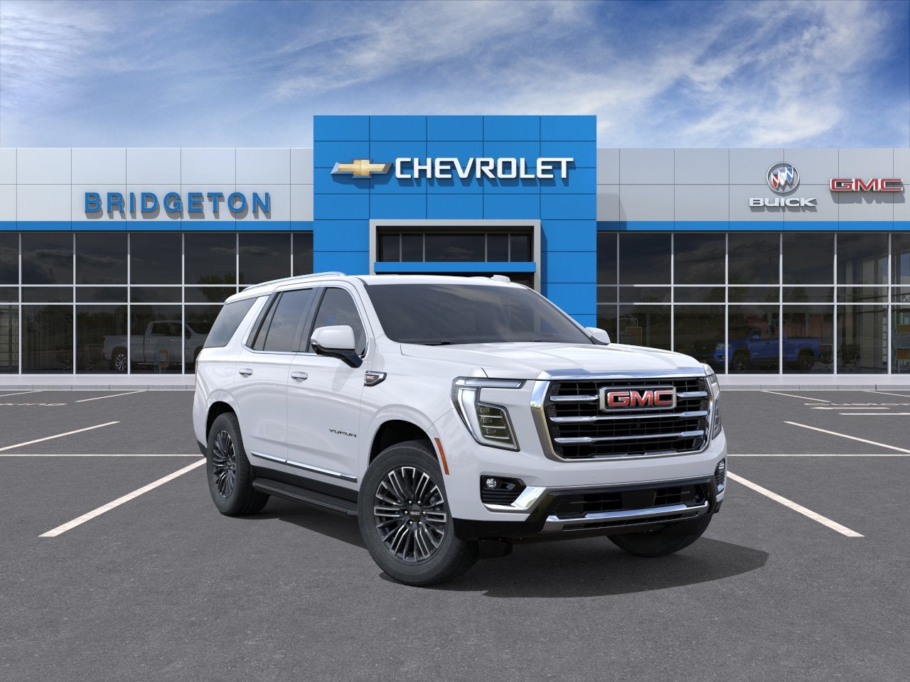 2026 GMC Yukon Elevation in Summit White — front three-quarter view