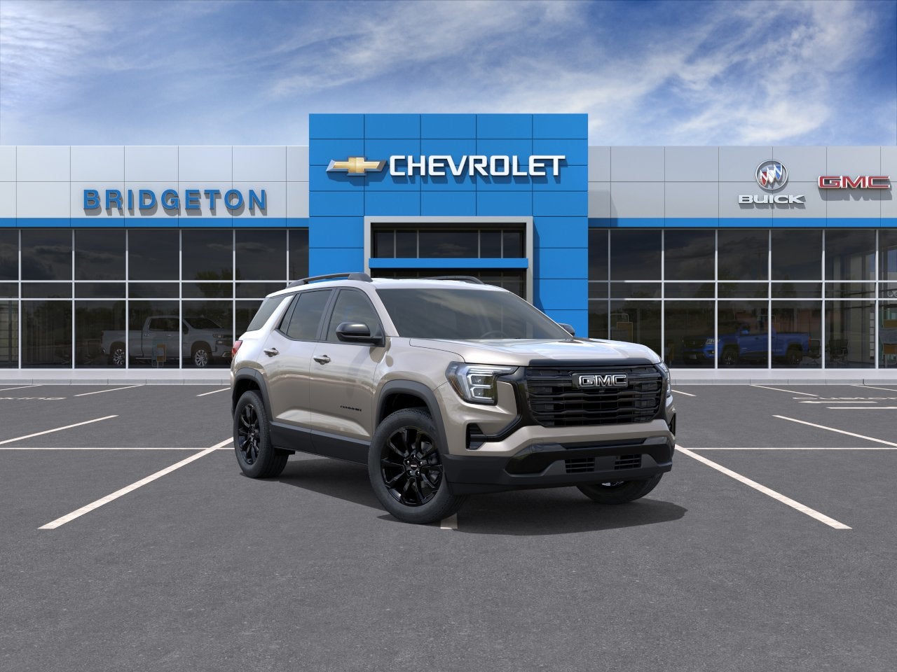 2026 GMC Terrain Elevation in Riverstone Metallic — front three-quarter view
