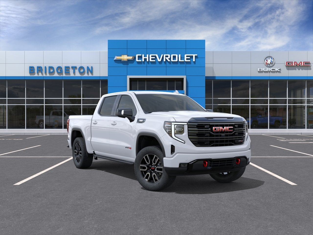 2026 GMC Sierra 1500 AT4 in Summit White — front three-quarter view